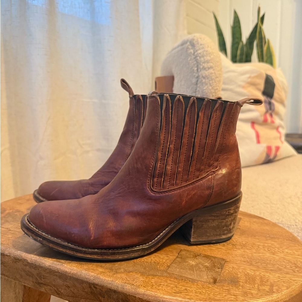 All Saints Chestnut Leather Ankle Boots